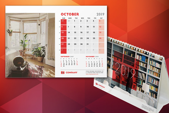 Desk Calendar 2019 in Stationery Templates - product preview 2