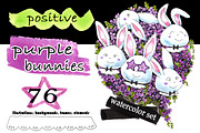 Positive purple bunnies set