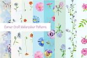 Watercolor Floral Pattern Blue Theme