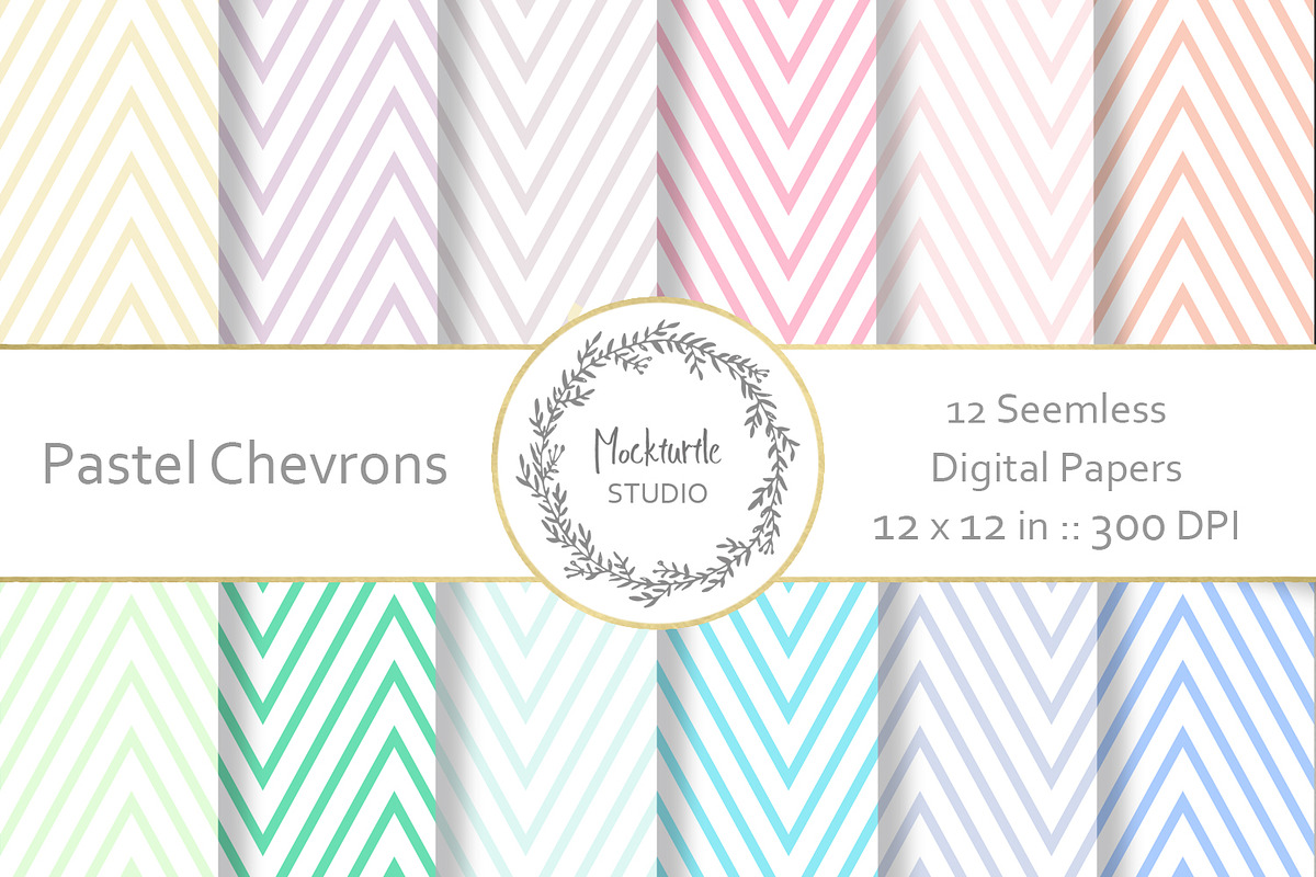 Pastel Chevron digital paper in Patterns - product preview 8