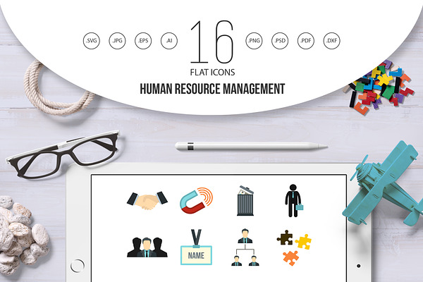 Human resource management icons set 