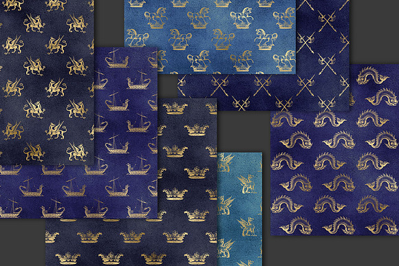 Blue and Gold Heraldic Backgrounds in Textures - product preview 1