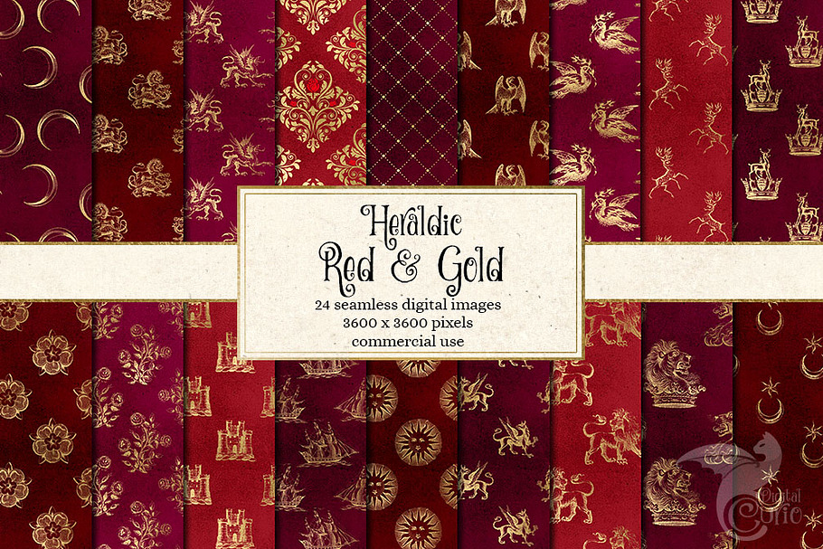 Heraldic Red and Gold Backgrounds in Textures - product preview 8