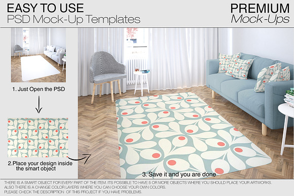 Carpets in Living Room Pack in Product Mockups - product preview 16