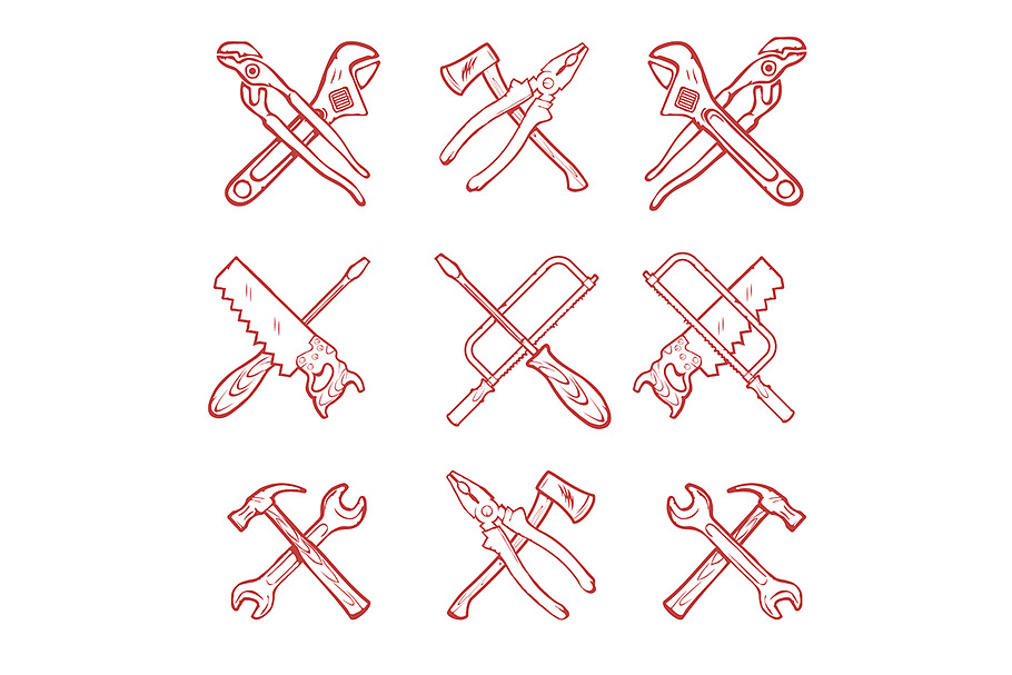 Crossed work tools vector in Illustrations - product preview 8