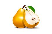3d Whole Pear and Slices