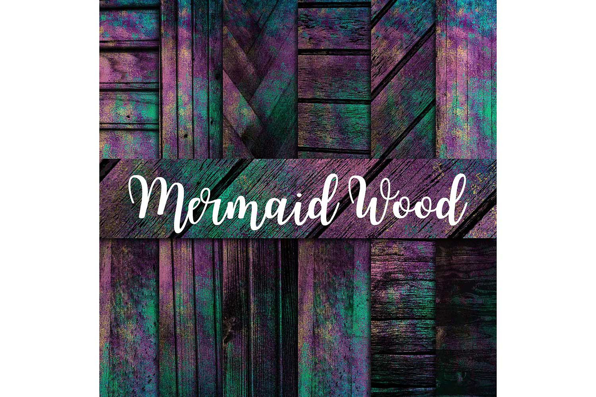 Mermaid Wood Texture Digital Paper in Textures - product preview 8