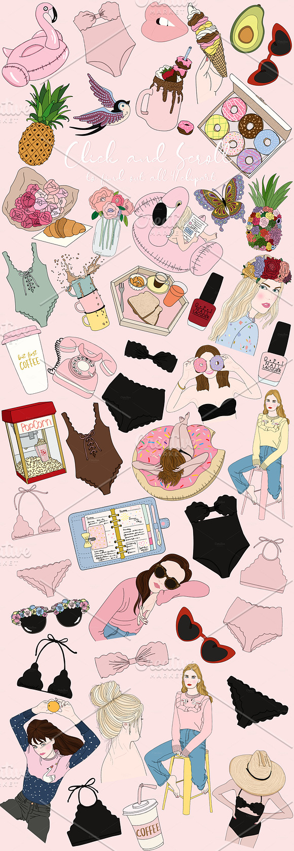 Summer clipart set in Illustrations - product preview 5