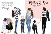 Mother & Son - Light Skin Clipart