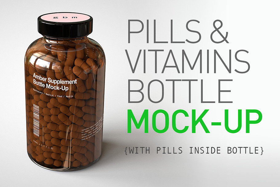 Pill Bottle | Vitamin Bottle Mock-Up in Product Mockups - product preview 8