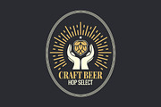 Beer hop in hands vintage logo.