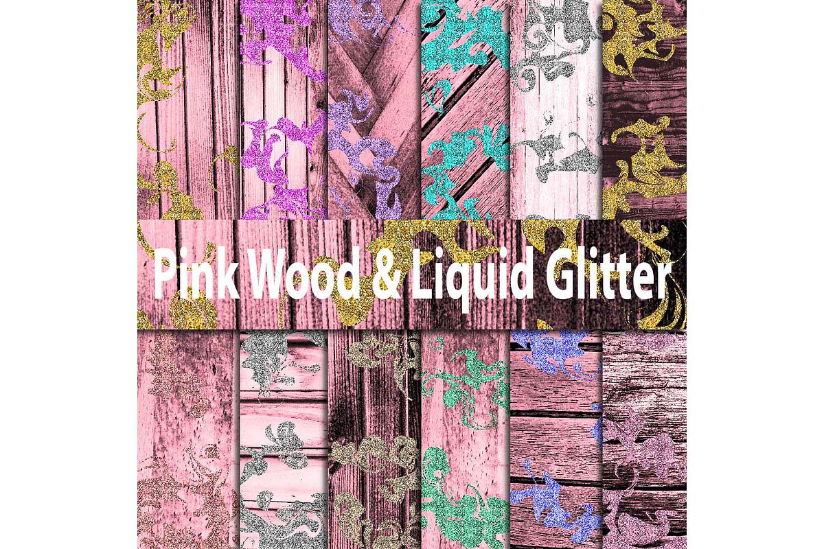 Pink Wood & Liquid Glitter Paper in Textures - product preview 8