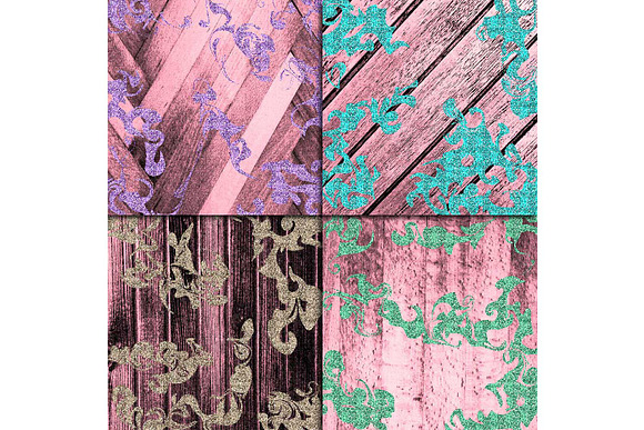 Pink Wood & Liquid Glitter Paper in Textures - product preview 2