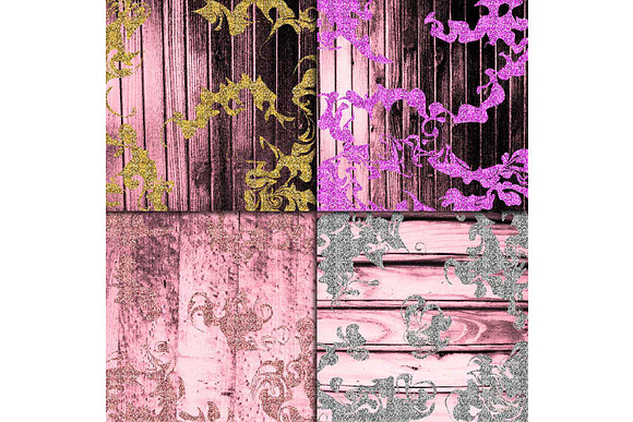 Pink Wood & Liquid Glitter Paper in Textures - product preview 3