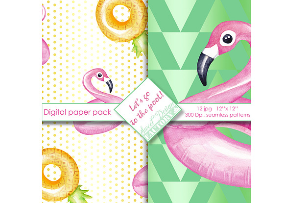 Summer digital paper pack. in Patterns - product preview 2