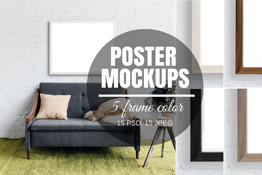 Poster Mockup Set - 5 Color Frames in Print Mockups - product preview 8
