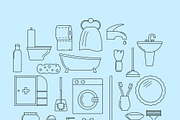 Set of line icons. Bathroom theme