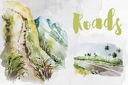 Watercolor Roads Part 2 Clipart