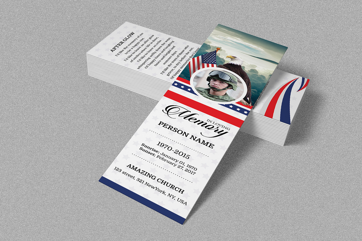 Funeral Bookmark for Army Military in Card Templates - product preview 8