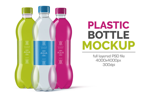 Plastic Water Bottle Mockup in Product Mockups - product preview 1