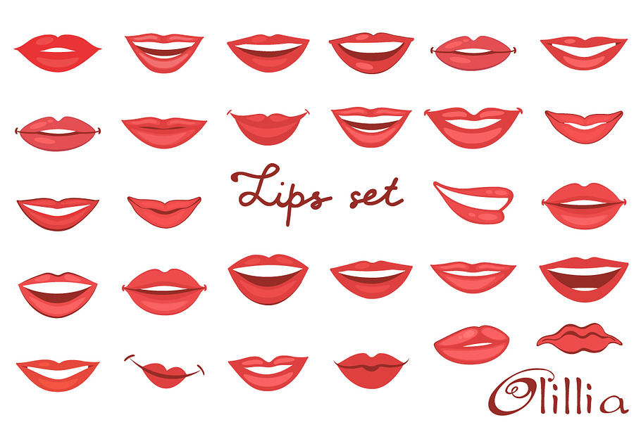 Lips set in Illustrations - product preview 8