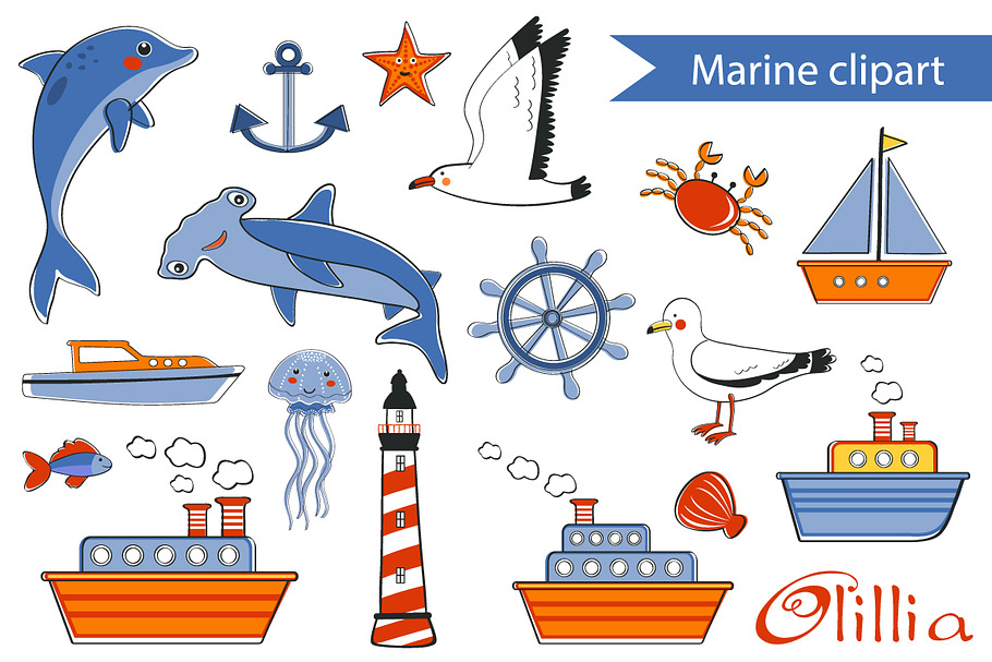 Marine set in Illustrations - product preview 8