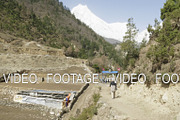 Tourist walks trekking in Himalaya