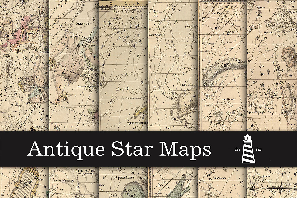 Vintage Star Maps Digital Paper in Graphics - product preview 8