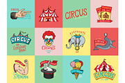 Circus badge. Vintage Carnival logos