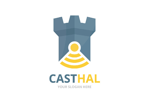 Vector castle and wifi logo   in Logo Templates - product preview 1