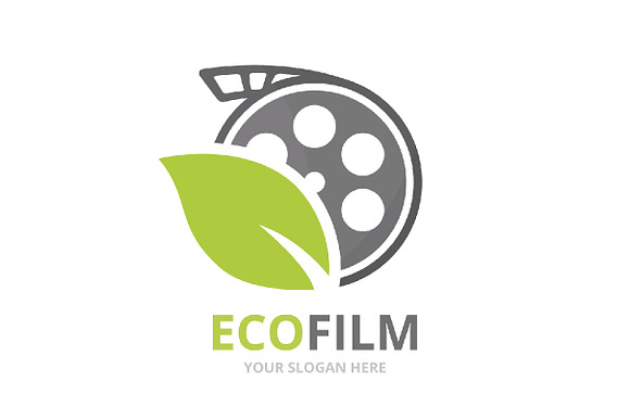 Vector movie and leaf logo   in Logo Templates - product preview 1