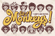 Monkey faces. T-shirts and Posters