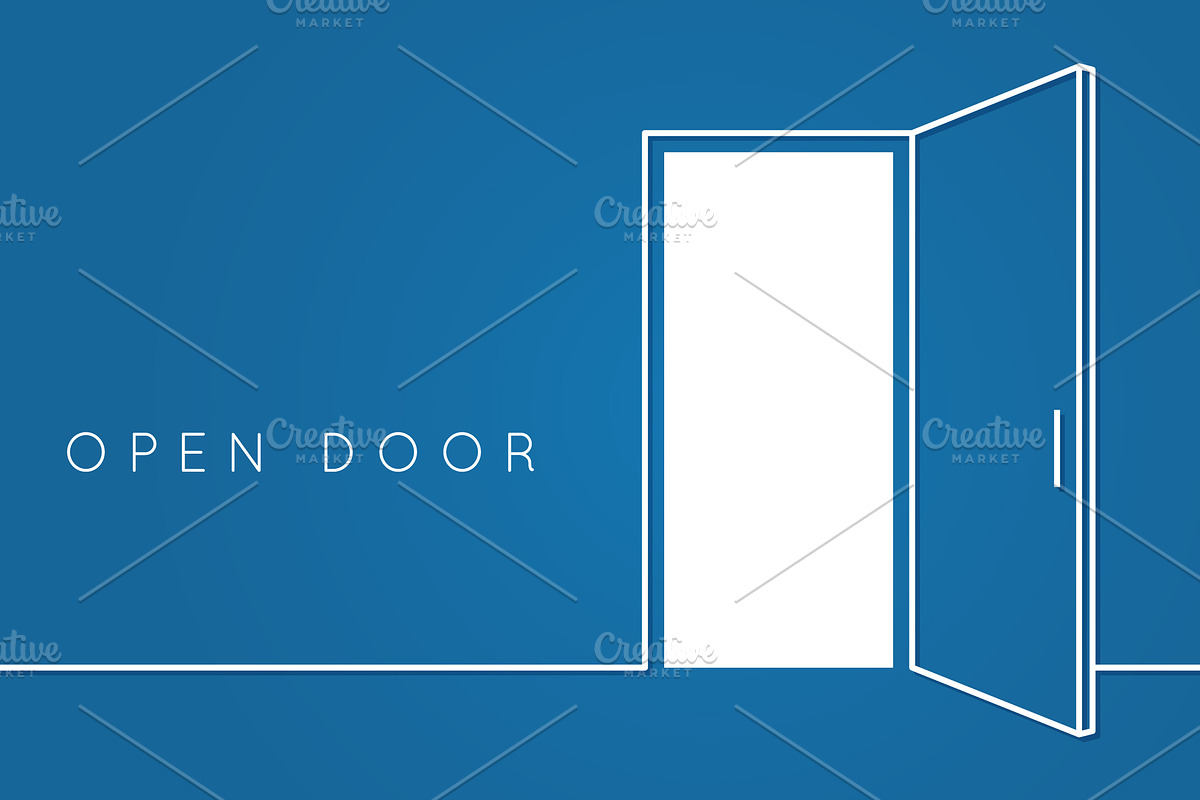 Open door line concept.  in Illustrations - product preview 8
