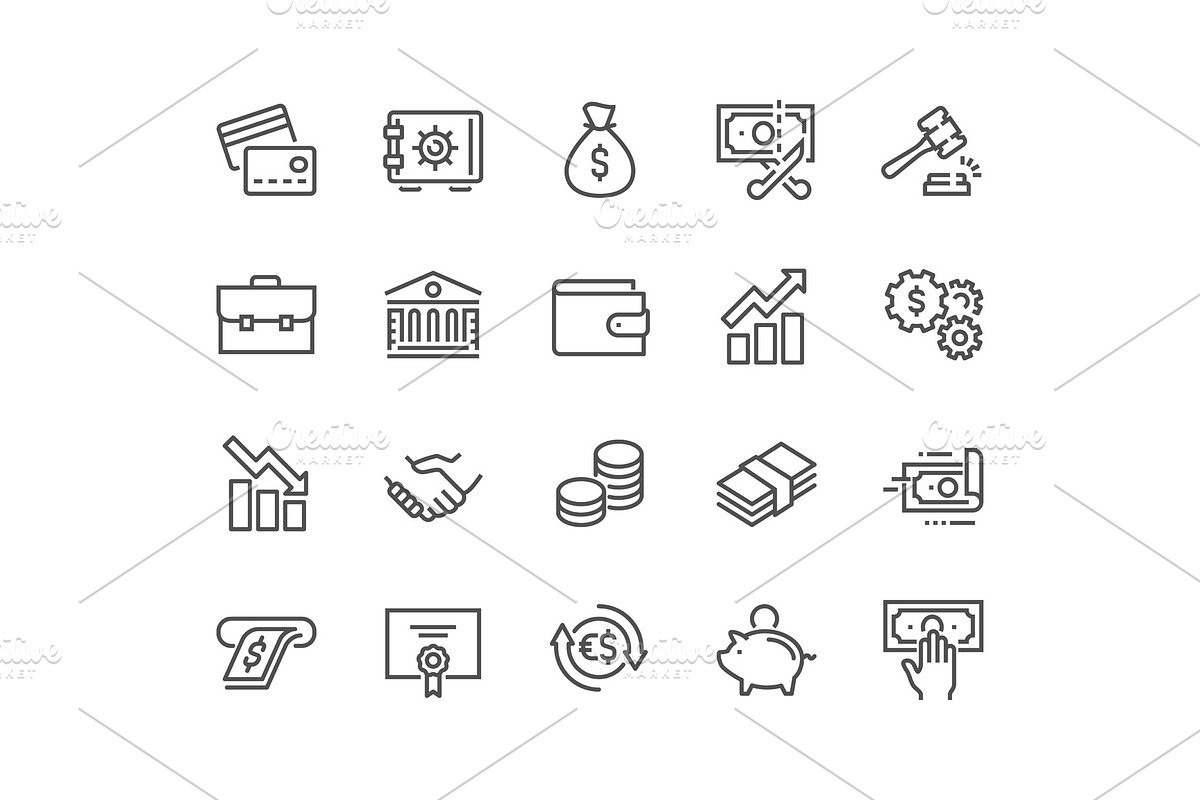 Line Finance Icons in Illustrations - product preview 8