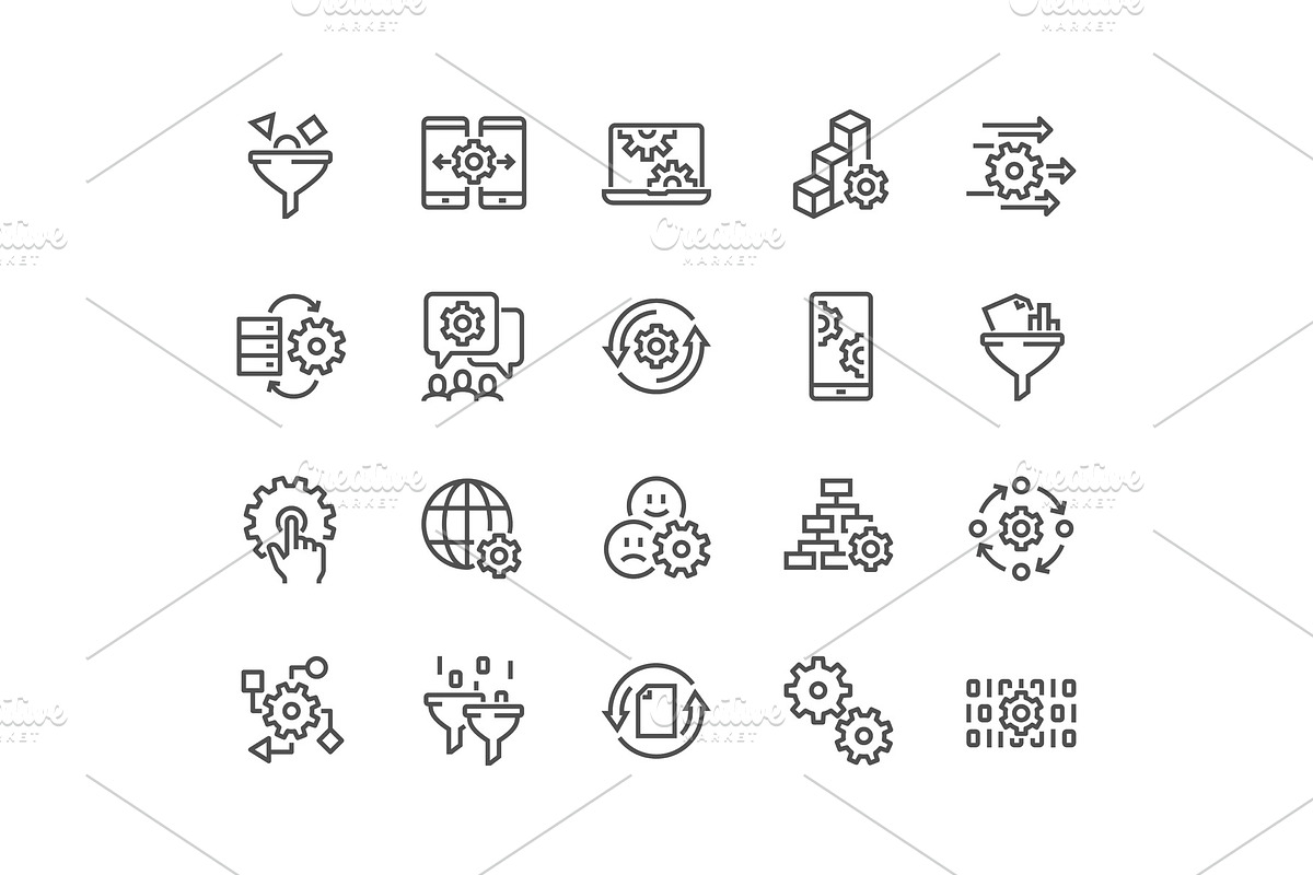Line Data Processing Icons in Illustrations - product preview 8