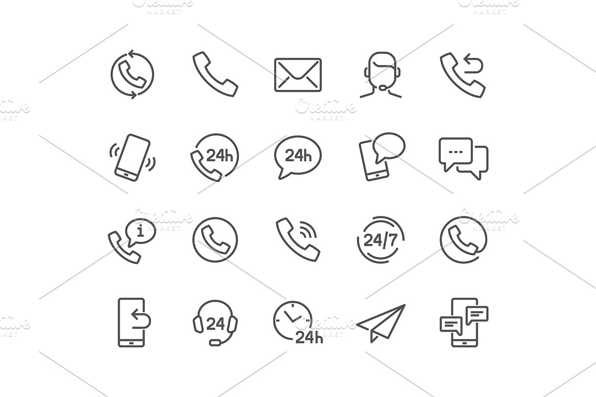 Line Contact Icons in Contact Icons - product preview 8