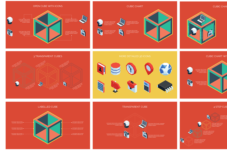 3D Cube Infographics in Presentation Templates - product preview 8
