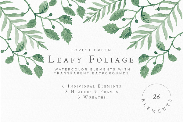 Leafy Foliage - Watercolor Leaves