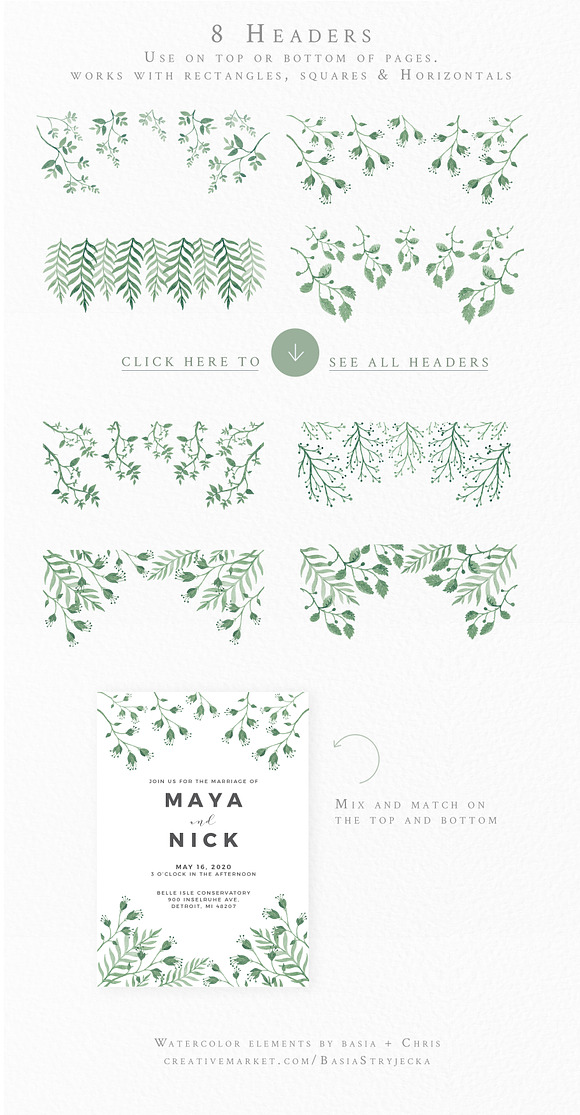 Leafy Foliage - Watercolor Leaves in Illustrations - product preview 4