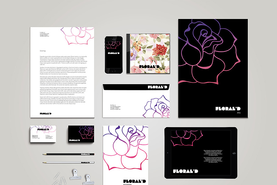 Floral Stationary Template + Mockup in Print Mockups - product preview 8