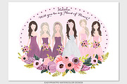 Bridesmaids Wedding Illustration