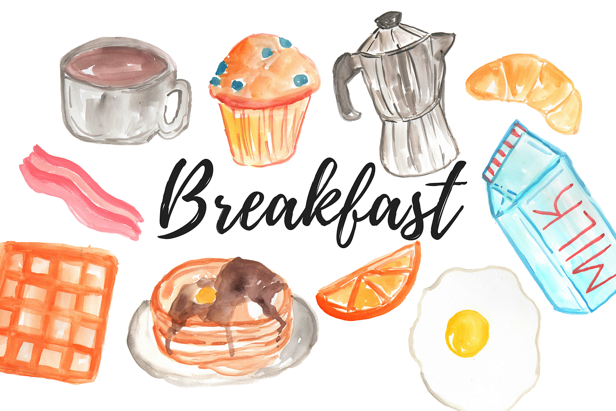 Watercolor Food Breakfast clipart in Illustrations - product preview 8