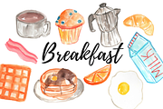 Watercolor Food Breakfast clipart