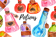 Watercolor Potion Bottle Clipart