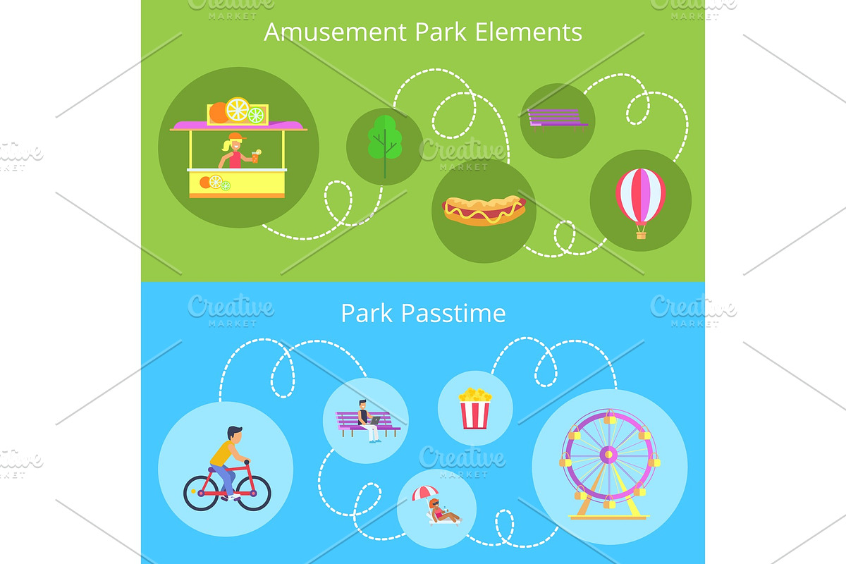 Amusement Park Elements Set Vector in Objects - product preview 8