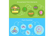 Amusement Park Elements Set Vector