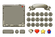 Stone buttons and icons, UI assets