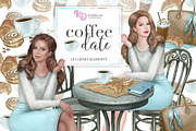 Coffee Date Clipart Set
