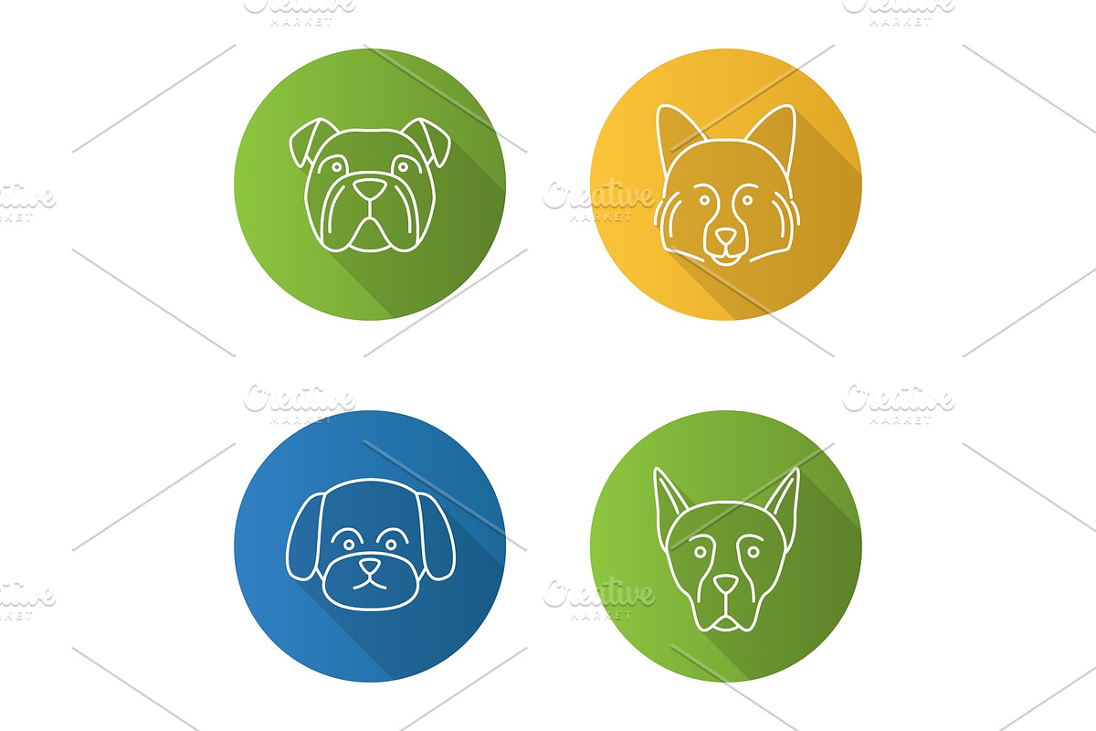 Dogs breeds icons set in Graphics - product preview 8