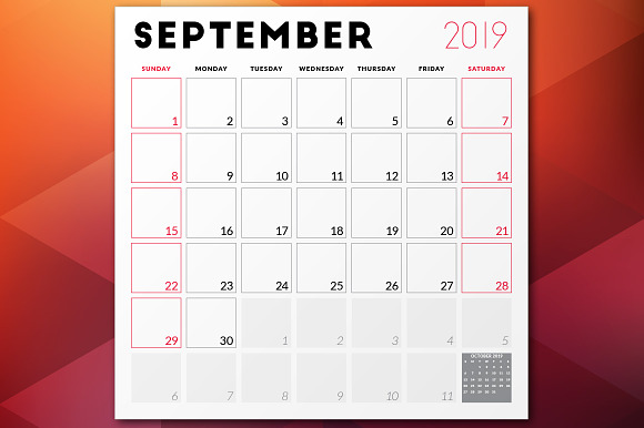 Monthly Planner 2019 in Stationery Templates - product preview 2